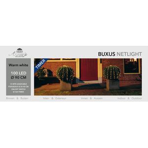 2x stuks buxus boomverlichting lichtnet / netverlichting met timer 100 lampjes warm wit 90 cm - Voor binnen en buiten gebruik