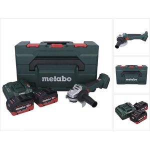 Metabo W 18 L BL 9-125 accu haakse slijper 18 V 125 mm borstelloos + 2x accu 5,5 Ah + lader + metaBOX
