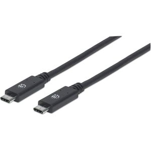 Manhattan USB-kabel USB 3.2 Gen1 (USB 3.0 / USB 3.1 Gen1) USB-C stekker, USB-C stekker 1.00 m Zwart Stekker past op bei