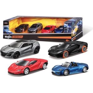 Maisto Design 4 Pack Exotics Set 1/64 (7 cm) - Modelauto - Schaalmodel - Model auto - Speelgoed voor kinderen jongens meisjes