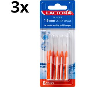Lactona Ragers EasyGrip Recht Ultra Small 1.9mm Oranje - 3 x 6 stuks - Voordeelverpakking