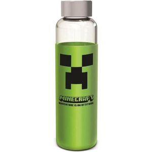 Fles - STOR - Minecraft - Glas met siliconen hoes - Herbruikbaar - 585 ml