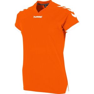 Hummel Fyn Shirt Korte Mouw Dames - Oranje / Wit | Maat: S