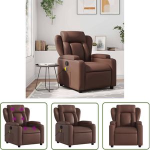 The Living Store Massagestoel verstelbaar kunstleer bruin - Massagestoel - Ergonomische Stoel - Relaxstoel - Lounge Stoel - Lederlook Stoel