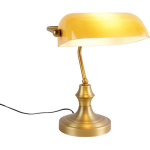QAZQA banker - Klassieke Tafellamp - 1 lichts - H 345 mm - Geel - Woonkamer | Slaapkamer
