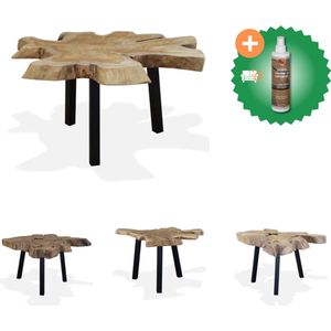 vidaXL Salontafel 80x70x38 cm echt teakhout - Tafel - Inclusief Houtreiniger en verfrisser