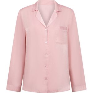 Hunkemöller Dames Nachtmode Jacket lange mouwen Satijn - Roze - maat L