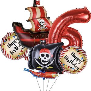 Piraten ballonnen - Leeftijd: 6 Jaar - Piraten Feest - Piratenschip - Thema Pakket - Piraten Decoratie - Piraten kinderfeestje - Kapitein Haak -Helium Ballonnen - Stoere Jongens Feestje - Piraten Thema Feest