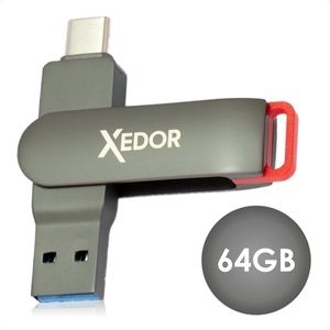 Xedor® USB Stick 64 GB - USB C en USB A 3.2 Gen 1 - Download 260 mb/s - Geschikt voor iPhone 15 (Pro) en Android