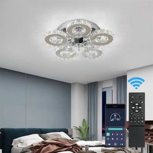 5 Ringen Crystal Plafondlamp - Plafondventilator - Smart Lamp - Met Dimmer - 6 Standen Ventilator - Keuken Lamp - Woonkamerlamp - Moderne lamp