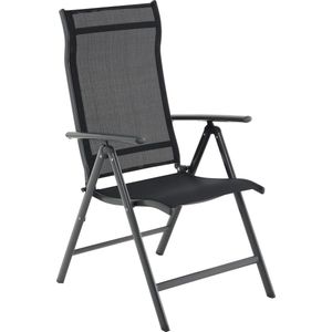 Hoppa! Tuinstoel, klapstoel, outdoorstoel met robuust aluminium frame, rugleuning 8-traps verstelbaar, tot 120 kg belastbaar, zwart