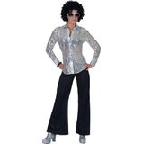 ESPA - Zilverkleurige disco blouse met lovertjes voor vrouwen - Large