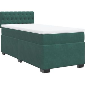 vidaXL - Boxspring - met - matras - fluweel - donkergroenx200 - cm