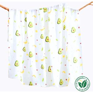 Triplepack 3x BoefieBoef Fruit Advocado Grote XL Hydrofiele Doek Baby - Duurzaam Eco Bamboe | Swaddle, Inbakerdoek, Hydrofiele Luier & Babydeken - Banaan Groen Geel Wit