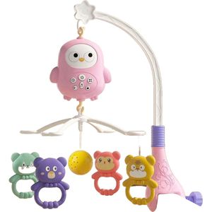 S&E Mobiel voor Baby Wieg – Draaibare Muzikale Rammelaar | Educatief Speelgoed 0-12 Maanden - Roze