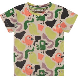 Babyface Baby T-shirt met All Over Print Groen/Roze/Ecru