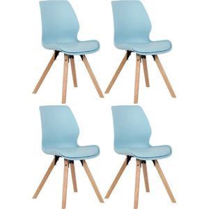 In And OutdoorMatch Stoel Carla - Blauw - Set van 4 - Kunststof - Hoge kwaliteit bekleding - Stijlvolle stoel - Luxe uitstraling