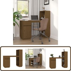 vidaXL Bureau - 110x53x117 cm - Grenenhout - Honingbruin Computerbureau - Bureau Houten - Eikenhouten Bureau - Bureaublad - Opbergruimte