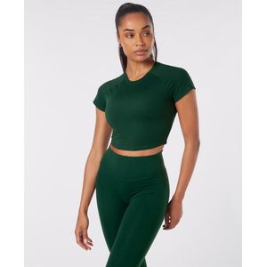 YO-GAYA - Short Sleeve Crop Top - Jungle Green - Maat - M - Fitness - Sportkleding