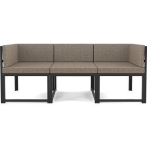 Tokyo Brown Hoekbank - Modern Design - Tuinmeubelen - 3 Personen - Metaal - Bruin en Zwart - 185x60x73 cm