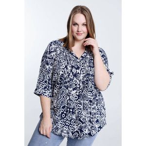 Paprika Lange tuniek in viscose met tweekleurige etnische print en pailletten