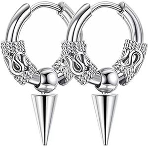 Fako Bijoux® - Punk Gothic Oorringen Vintage - RVS - Spike - 16mm - Zilverkleurig