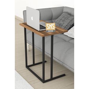 SNS Home - Metalen Poot - Laptopstandaard - Ontbijttafel - Bureau - Computerbureau - 60 cm Breed -Okkernoot