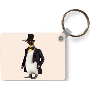 Sleutelhanger - Pinguïn - Dier - Hoed - Colbert - Zwart - Uitdeelcadeautjes - Plastic