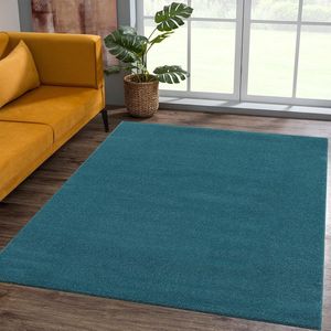 Laagpolig tapijt voor de woonkamer, effen moderne tapijten voor de slaapkamer, werkkamer, kantoor, hal, kinderkamer en keuken, donkerblauw, 60 x 110 cm