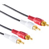 Stereo Tulp Kabel - Verguld - 0,5 meter - Zwart