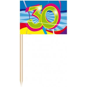 50x stuks Cocktail prikkers 30 jaar thema feestartikelen en versieringen