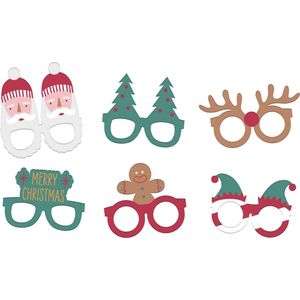 Folat - Brillen Holly Jolly Christmas (6 stuks)