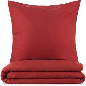 Beddengoed set 140 x 200cm met kussensloop 40 x 80cm - Superzacht dekbedovertrek 2-delig in Bordeaux Rood