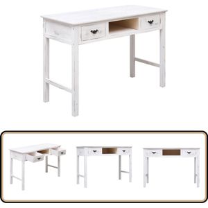 vidaXL Wandtafel 110x45x76 cm - Antiekwit Wandtafel - Salontafel - Vintage Kast - Wit Meubel - Houtmeubels