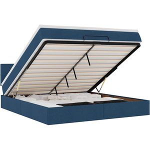 vidaXL - Ottoman - bed - met - matras - 180x200cm - stof - blauw