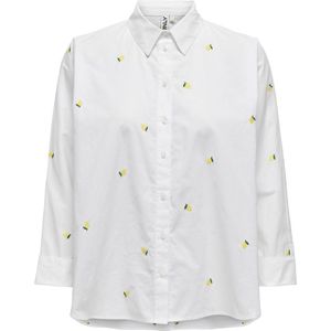 Only Blouse Onlnew Lina Grace Ls Emb Shirt Noos 15283743 Bright White/lemon Dames Maat - S