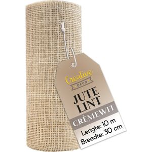 Creative Deco Jute Lint Wit | Rol 30 cm Breed 10 m Lang | DIY Kunst & Handwerk Cadeauverpakking Boho Tafelloper Bruiloft