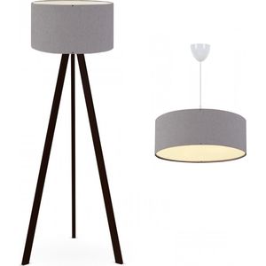 Hanglamp en staande lamp Scunthorpe wit zwart en grijs