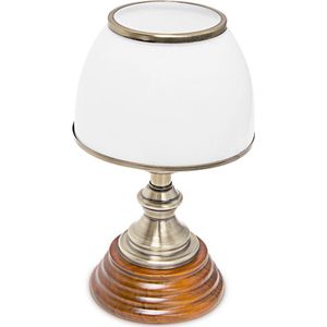 Relaxdays klassieke tafellamp wit glas - schemerlamp - ronde leeslamp - antieke nachtlamp