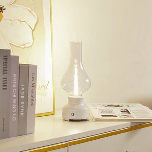 Lindby - LED tafellamp- met touchdimmer - 1licht - Glas, plastic - H: 30 cm - helder, crème - Inclusief lichtbron