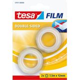 tesa 57911-00000-01 Dubbelzijdige tape tesafilm Transparant (l x b) 7.5 m x 12 mm 2 stuk(s)