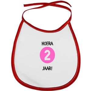 Akyol - hoera 2 jaar slabbetje rood - Verjaardag - jarigen - verjaardagscadeau - peuter - happy birthday