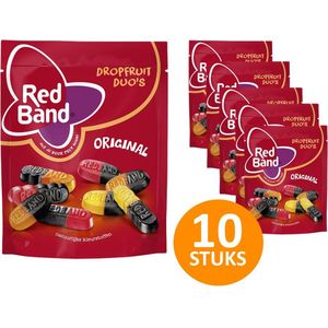 Red Band Dropfruit Duo's 10 zakken à 220g snoep - Zacht snoep - Winegums - Dropfruit duo's - Stazak