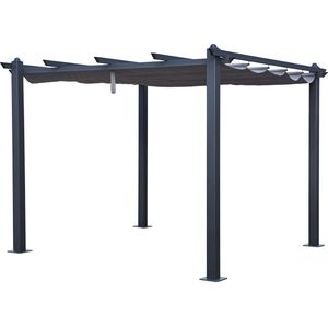 Pergola 3 × 3m CASSIS grijs - aluminium structuur