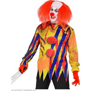 Widmann - Monster & Griezel Kostuum - Lugubere Enge Clown Gerry Man - Blauw, Geel - Medium / Large - Halloween - Verkleedkleding