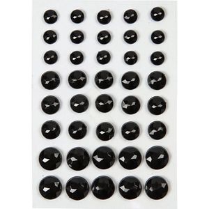 Strasstenen, afm 6+8+10 mm, zwart, 40 stuk/ 1 doos