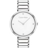Calvin Klein CK25200137 Dames Horloge - Mineraalglas - Roestvrijstaal - Zilver - Ø 36 mm - Quartz - Druksluiting - 3 ATM (spatwater)