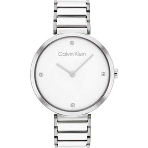 Calvin Klein CK25200137 Dames Horloge - Mineraalglas - Roestvrijstaal - Zilver - Ø 36 mm - Quartz - Druksluiting - 3 ATM (spatwater)