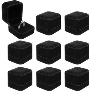 Fluwelen ringendoos zwart - ringendoos voor oorstekers huwelijksaanzoek - 45 x 5 x 4 cm sieraden etui
