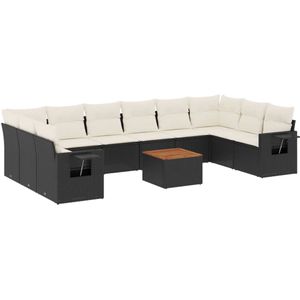 vidaXL Loungeset 11-delig - Poly Rattan - Zwart Loungeset - Set Lounge - Tuinlounge - Outdoor Furniture - Loungebank